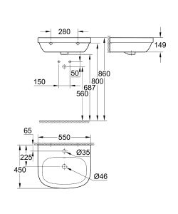 Раковина Grohe Euro Ceramic 39336000 55 см