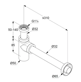 Сифон для раковины Kludi 10020N5-00 никель брашированный