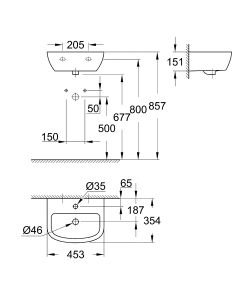 Раковина Grohe Euro Ceramic 39424000 45 см