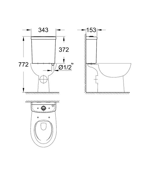 Смывной бачок для унитаза Grohe Bau Ceramic 39436000 белый