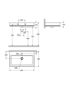 Раковина Grohe Cube Ceramic 3946900H 80 см