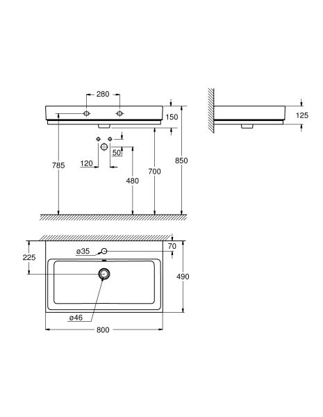 Раковина Grohe Cube Ceramic 3946900H 80 см