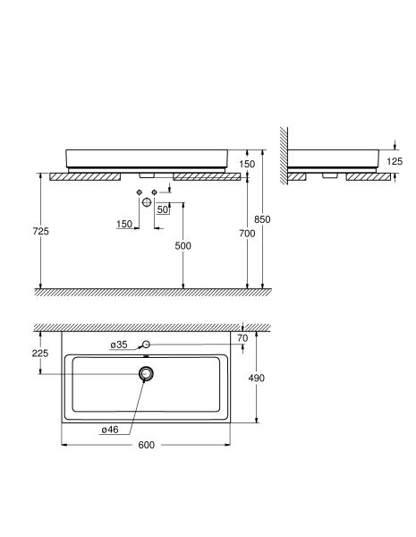 Раковина Grohe Cube Ceramic 3947700H 60 см