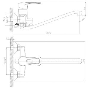 Смеситель для ванны Rossinka T40-34 Хром