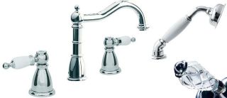 Смеситель на борт ванны Boheme, ВРЕЗНОЙ TRADIZIONALE CHROMOс ручками CRYSTALL_Комплект хром