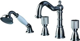 Смеситель на борт ванны Boheme 4 отв.  ROYAL CRYSTAL black, хром_Комплект хром