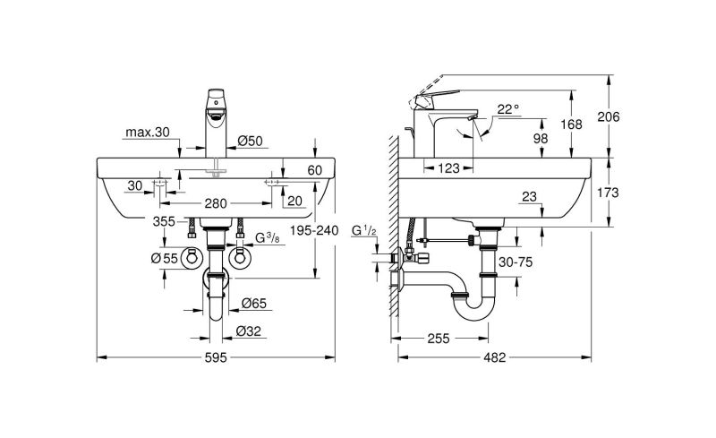 Раковина Grohe Euro Ceramic 39642000 60 см