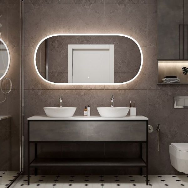 Зеркало с тёплой подсветкой Art&Max Bari 70x150см белый матовый AM-Bar-700-1500-DS-C-White