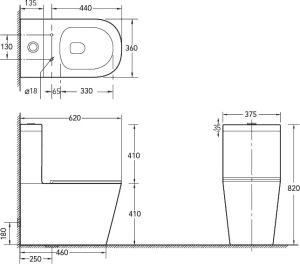 Унитаз-компакт SantiLine SL-5014 безободковый белый