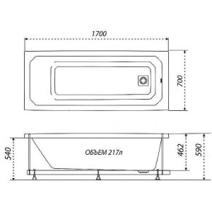 Акриловая ванна Triton Прага Щ0000049118  170x70 см белый