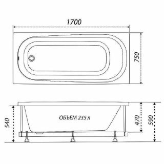 Акриловая ванна Triton Дина Щ0000050444 170x75 см белый Акриловая ванна Triton Дина Щ0000050444 170x75 см белый