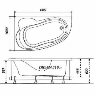 Акриловая ванна Triton Николь Щ0000048680 160x100 см R белый Акриловая ванна Triton Николь Щ0000048680 160x100 см R белый