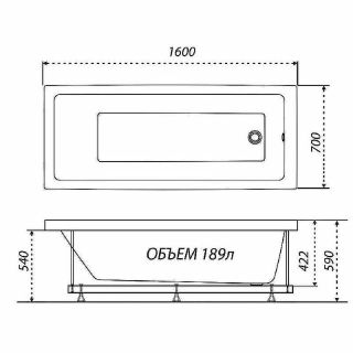 Акриловая ванна Triton Аура Щ0000050545 160x70 см белый Акриловая ванна Triton Аура Щ0000050545 160x70 см белый