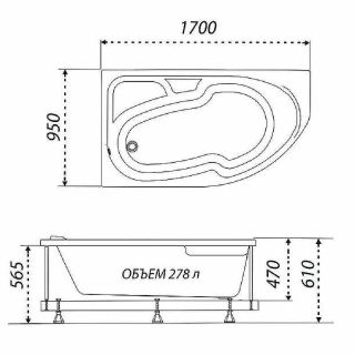 Акриловая ванна Triton София Щ0000046115 170x95 см L белый Акриловая ванна Triton София Щ0000046115 170x95 см L белый