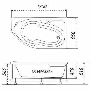 Акриловая ванна Triton София Щ0000046120 170x95 см R белый