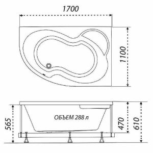Акриловая ванна Triton Мари Щ0000046123 170x110 см L белый