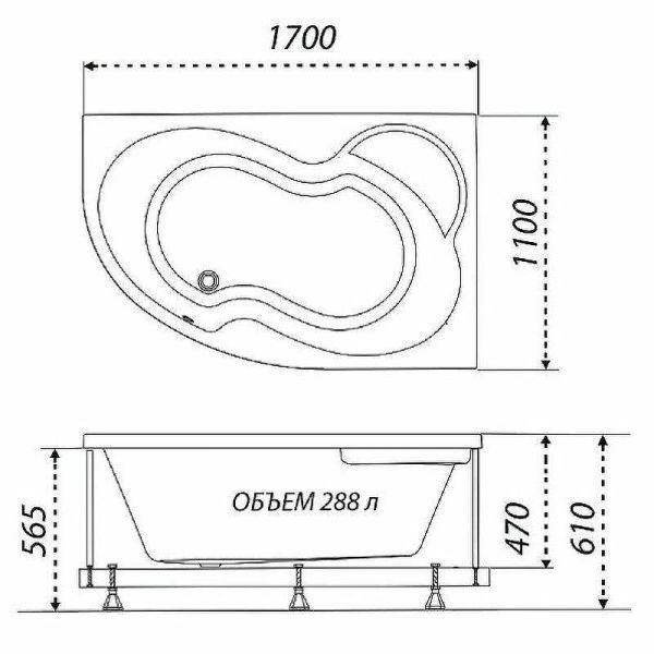 Акриловая ванна Triton Мари Щ0000046123 170x110 см L белый