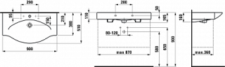 Раковина Laufen PALACE 8.1170.2.000.104.R 90х51 Раковина Laufen PALACE 8.1170.2.000.104.R 90х51