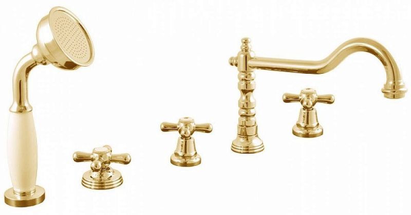 Смеситель на борт ванны Rav Slezak Morava retro MK164.5PZ золото