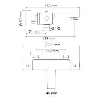 Термостатический смеситель для ванны WasserKRAFT АIme Thermo 1511 T хром