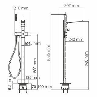 Напольный смеситель для ванны WasserKRAFT Sauer 7121 золото