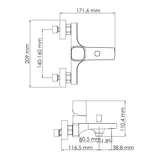 Смеситель для ванны WasserKRAFT Naab 8601 хром