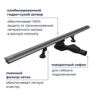 Душевой лоток обрезной RGW SDR-50Gr 76215080-11 80 см серый Душевой лоток обрезной RGW SDR-50Gr 76215080-11 80 см серый