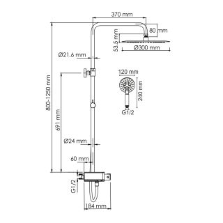 Душевая стойка WasserKRAFT Aller Thermo A113.116.058.CH T с термостатом хром