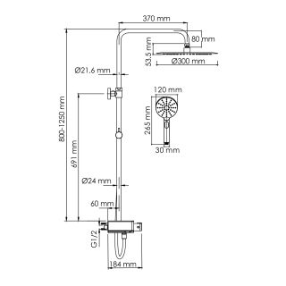 Душевая стойка WasserKRAFT Aller Thermo A113.116.127.CH T с термостатом хром