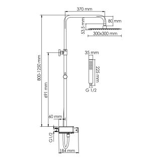 Душевая стойка WasserKRAFT Abens Thermo A114.162.218.CB T с термостатом чёрный матовый