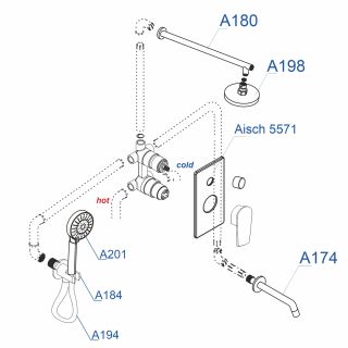Душевой комплект WasserKRAFT Aisch A175571 тёмное золото матовое