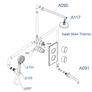 Душевой комплект WasserKRAFT Naab Thermo A178644 T с термостатом хром