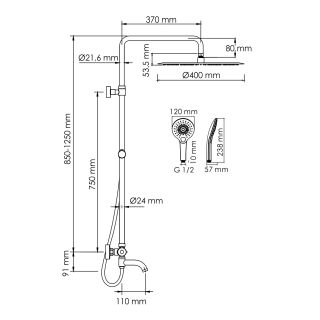 Душевая стойка WasserKRAFT Thermo A188.117.101.087.CH T с термостатом хром