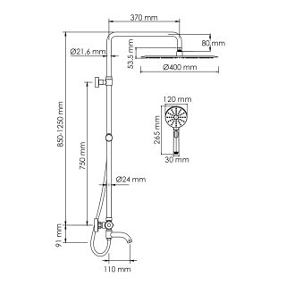 Душевая стойка WasserKRAFT Thermo A188.117.127.087.CH T с термостатом хром