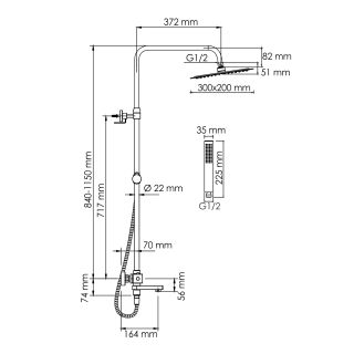 Душевая стойка WasserKRAFT Thermo A199.069.103.010.CH T с термостатом хром