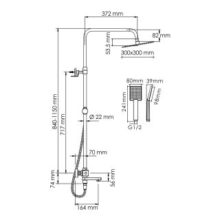 Душевая стойка WasserKRAFT Thermo A199.118.141.010.CH T с термостатом хром