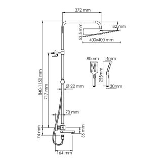 Душевая стойка WasserKRAFT Thermo A199.119.126.010.CH T с термостатом хром