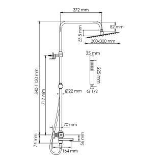 Душевая стойка WasserKRAFT Abens Thermo A299.162.218.BM T с термостатом чёрный матовый
