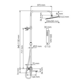 Душевая стойка WasserKRAFT Abens Thermo A299.255.218.BM T с термостатом чёрный матовый