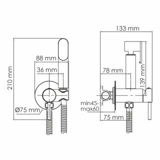 Гигиенический душ со смесителем WasserKRAFT Elbe A70638 чёрный матовый