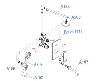 Душевой комплект WasserKRAFT Sauer A71208 золото