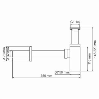 Сифон для раковины WasserKRAFT Abens A169 чёрный матовый