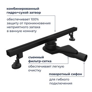 Душевой лоток RGW SDR-52B 76215260-04 60 см чёрный Душевой лоток RGW SDR-52B 76215260-04 60 см чёрный