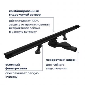 Душевой лоток обрезной RGW SDR-50B 76215060-04 60 см чёрный