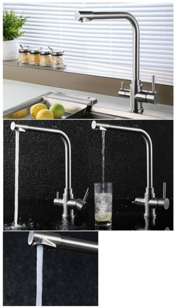 Смеситель для кухни с краном для питьевой воды, сатин BelBagno BB-LAM15-IN