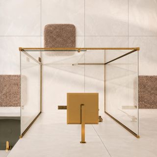 Душевой уголок WasserKRAFT Aisch 55P42 100x100 см профиль золото матовое стекло прозрачное