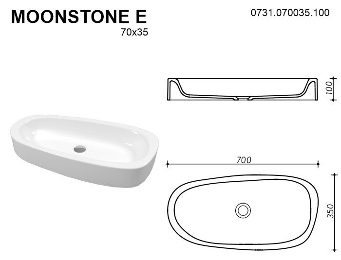 Раковина Whitecross Moonstone E 0731.070035.100 70см белый глянец
