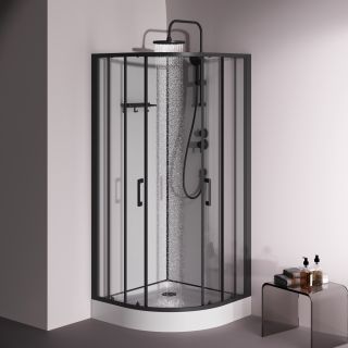 Душевая кабина Am.Pm Above W9XC-401-9090BT 90x90 см профиль чёрный матовый стекло прозрачное