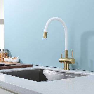 Смеситель для кухни Splenka S70.64.03 с подключением фильтра золотой сатин