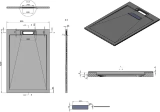 Душевой поддон Esbano ESP-LX128G 120×80 см серый